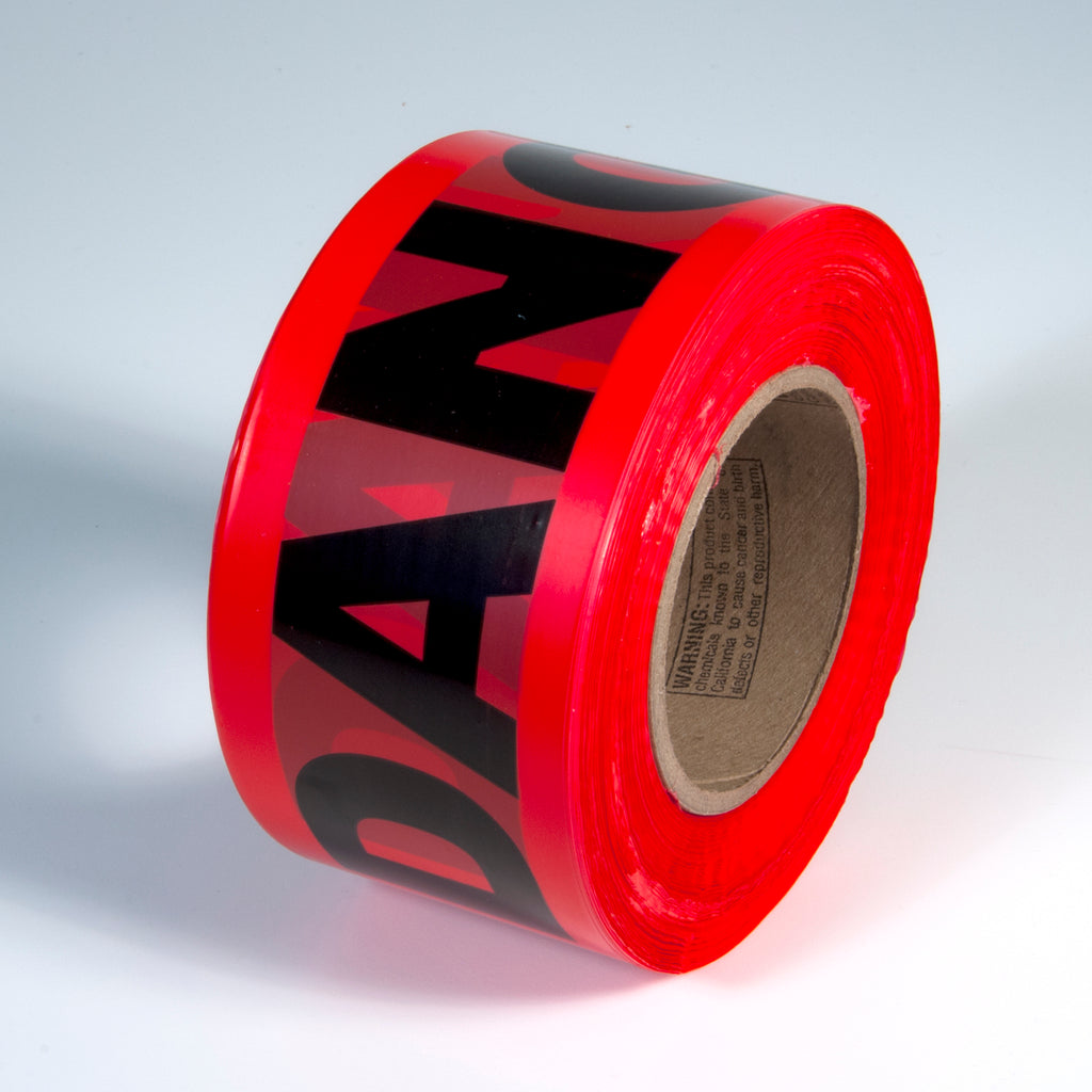 Danger Tape, Red, 2 Mil.  3'' x 1000'