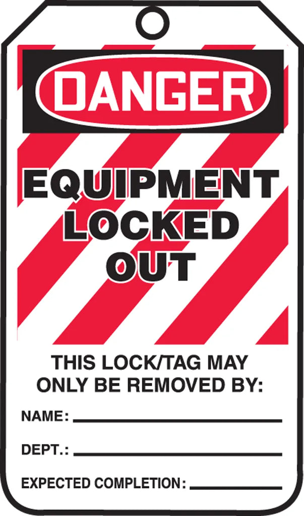 OSHA Danger Lockout Tag: Equipment Locked Out 25pk