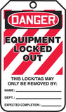 OSHA Danger Lockout Tag: Equipment Locked Out 25pk
