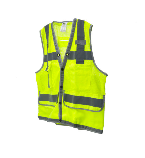 Cor-Brite Class 2 Heavy Duty Surveyor's Vest, Lime, VS296