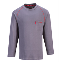 Portwest Flame Resistant Bizflame Crew Neck T-shirt Long Sleeve- Gray