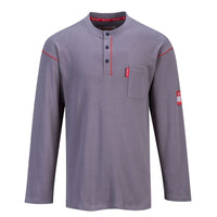 Portwest Flame Resistant Bizflame Button Down Crew Henley- Gray