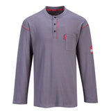 Portwest Flame Resistant Bizflame Button Down Crew Henley- Gray