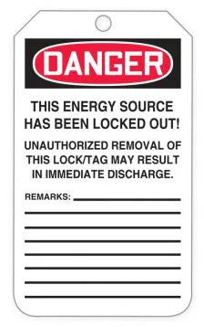 Danger Do Not Operate Tag cardstk each