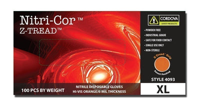 CASE of Cordova Nitri-Cor Z-Tread Orange Disposable Nitrile Gloves 4093 ONLINE