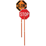 Cortina 03-822P ABS Plastic Pole Mounted Paddle Sign, Legend"Stop/Slow", 106" Height, Red on Orange
