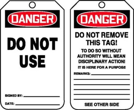 DANGER Do Not Use Tags w/tie 25 pk | Clark Safety