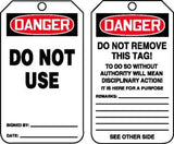 DANGER Do Not Use Tags w/tie  25 pk