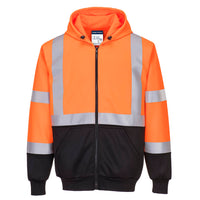 Portwest Hi-Vis Two-Tone Class 3 Zipped Hoodie Orange/Black UB315