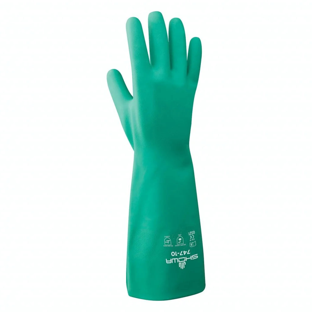 SHOWA Green 22 mil Nitrile Chemical Resistant Gloves DOZEN