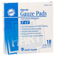 Sterile Gauze Pads, 3 x 3, 10/bx