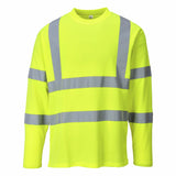 Portwest Yellow Cotton Long Sleeved T-shirt, Class 3