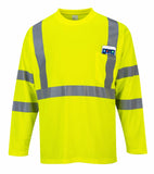 Portwest Hi-Vis Long Sleeve Pocket T-Shirt, Class 3, Yellow
