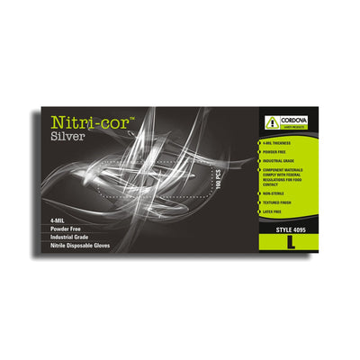 CASE of Cordova Silver 4 Mil Nitri-Cor Gloves 100 Bx ONLINE