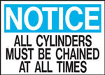 Notice All Cylinders Must Be Chained At All Times Sign