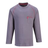 Portwest Flame Resistant Bizflame Crew Neck T-shirt Long Sleeve- Gray