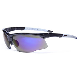 Black Safety Glasses With Blue Polycarbonate Mirror/Anti-Scratch Lens