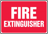 Safety Label Fire Extinguisher (White On Red)