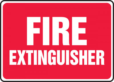Safety Label Fire Extinguisher (White On Red)