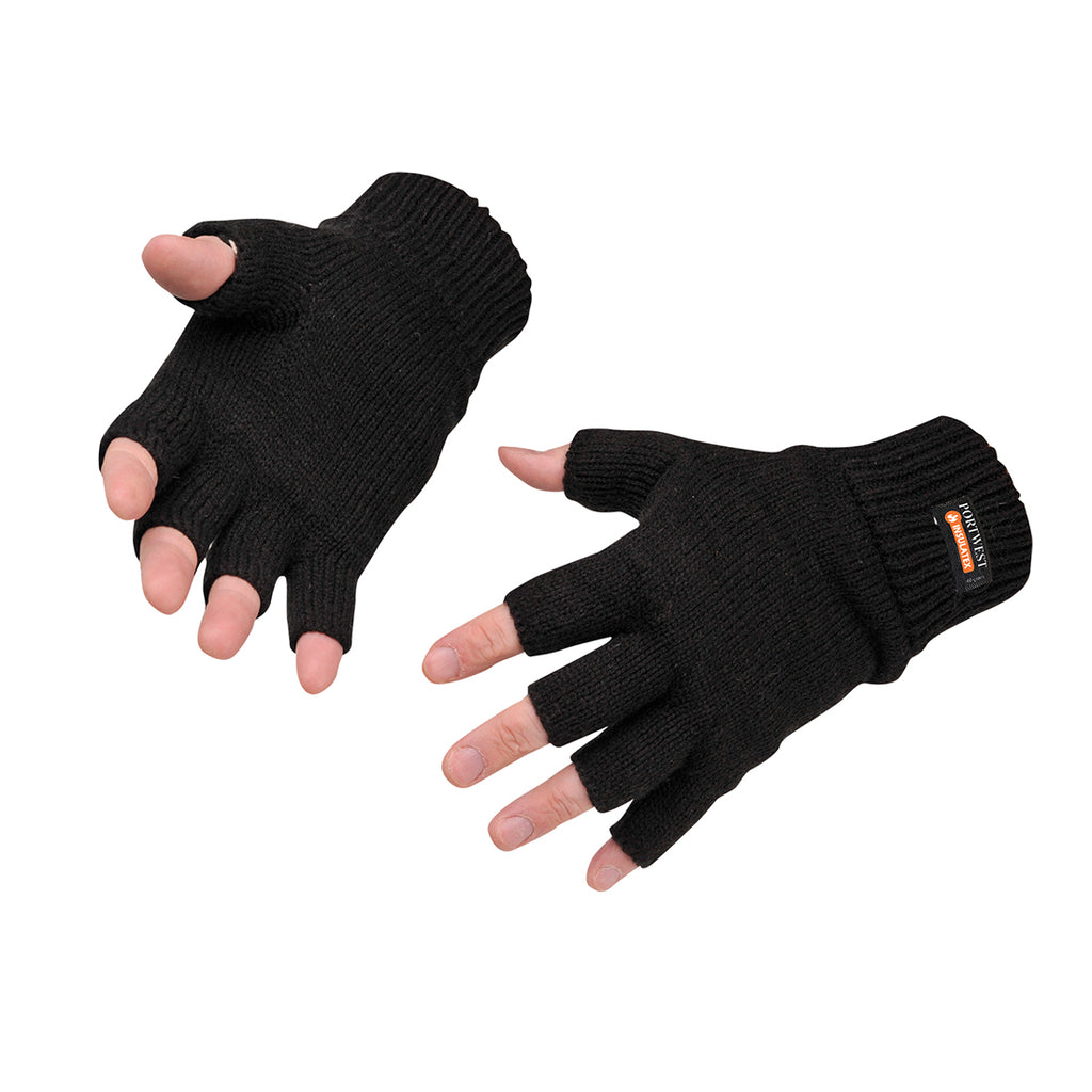 Portwest Fingerless Insulatex Knit Gloves, Black GL14