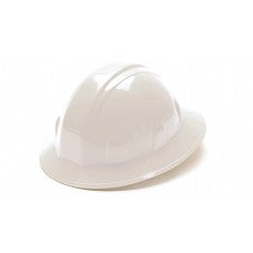 Pyramex Full Brim Hard Hat 4 Point Ratchet Suspension, White