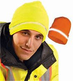 Hi Vis Knit Cap Lime w/ Reflective Tape