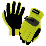 RADNOR Hi-Viz Yellow And Black Mechanics Gloves, pair
