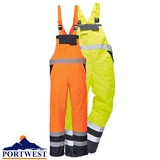 Portwest  Winter Bib & Brace Lined Yellow/Navy S489