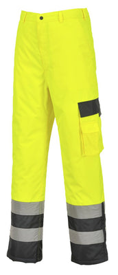 Portwest S686 High Visibility Insulated Lined Pants, Yellow