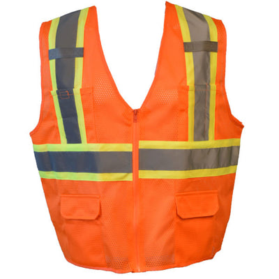 Cordova Class 2 Type R Mesh Two Toned Safety Vest with 6 Pockets-Orange VS272P