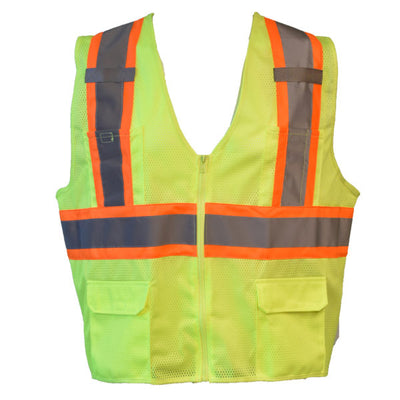 Cordova Class 2 Mesh Two Toned Safety Vest with 6 Pockets-Lime VS273P