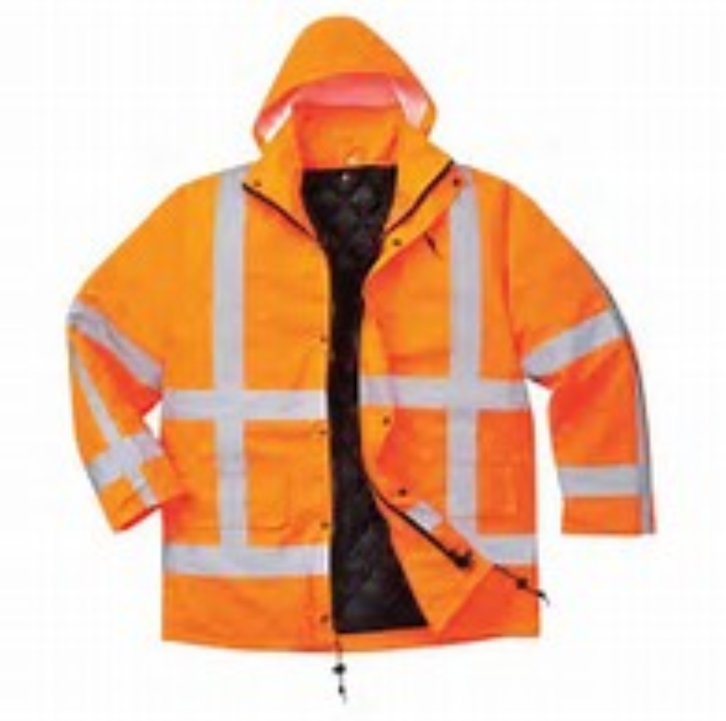 Portwest Hi-Vis Traffic WaterProof Quilt Lined Jacket Orange